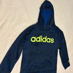 Adidas Kids Blue and Neon Yellow Hoodie